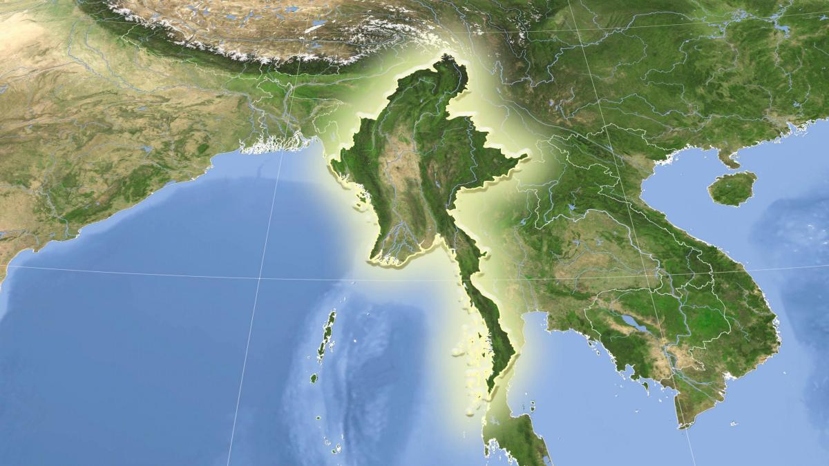 મ્યાનમાર ઉપગ્રહ નકશો રહે છે