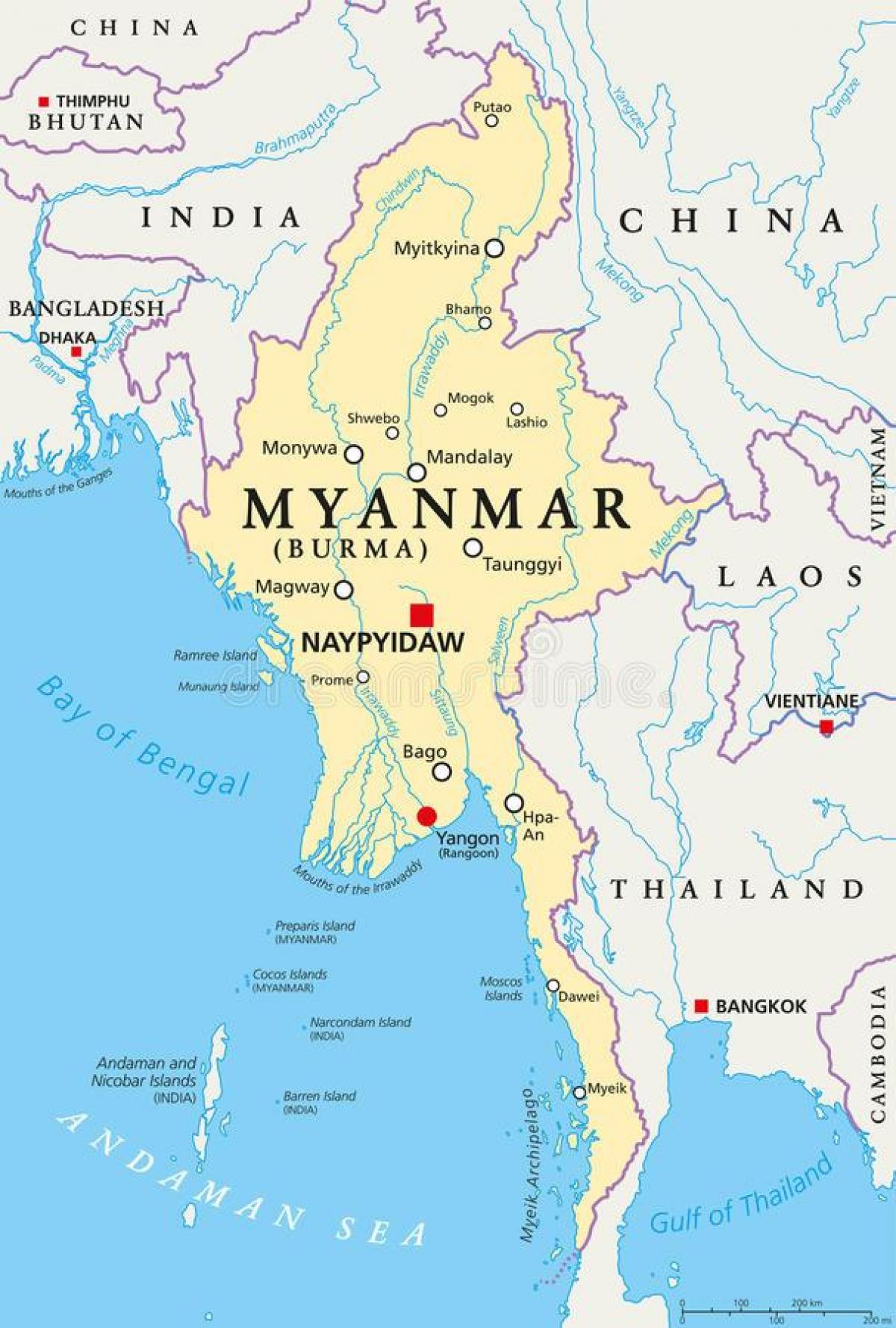 naypyidaw મ્યાનમાર નકશો